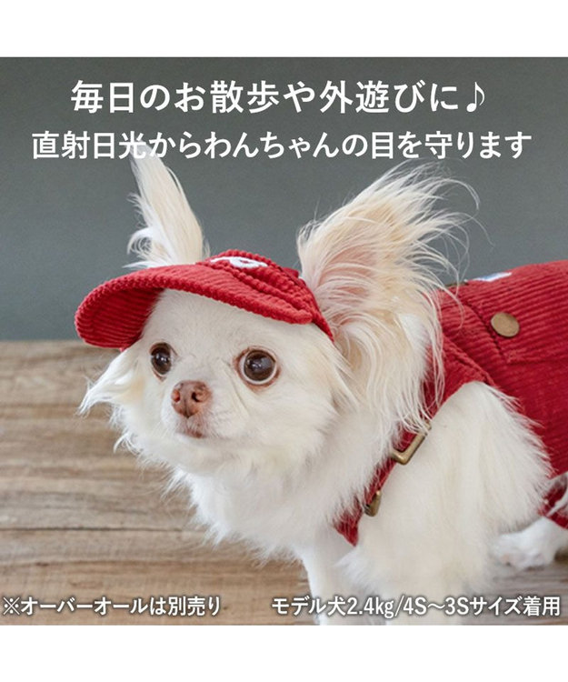PET PARADISE Lee コーデュロイ キャップ ４Ｓ～３Ｓ/ＳＳ～Ｓ レッド