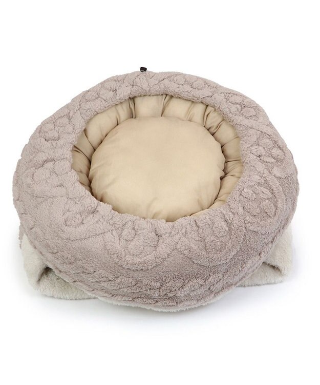 PET PARADISE ペットパラダイス  遠赤外線  寝袋 丸型《アラン柄》 50cm ベージュ