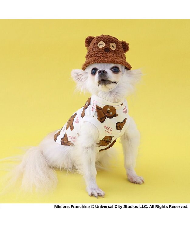 PET PARADISE ミニオン ティム バケットハット付き Tシャツ 小型犬 ブラウン