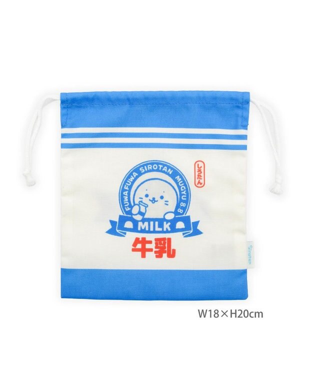Mother garden しろたん 巾着 《牛乳柄》 牛乳柄