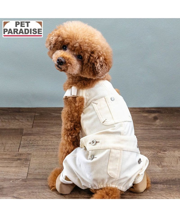 PET PARADISE ペットパラダイス コーデュロイ オーバーオール 小型犬 ホワイト