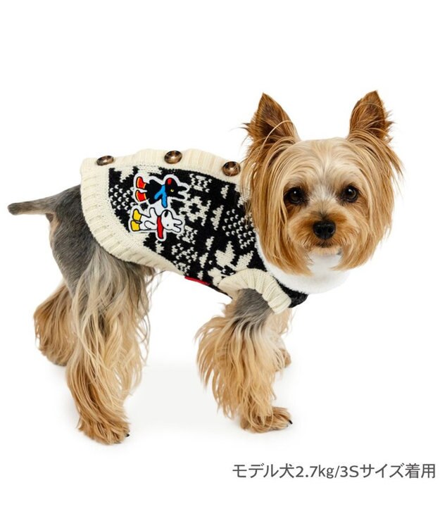 PET PARADISE リサとガスパール 背中開きニット 小型犬 ホワイト×ブラック