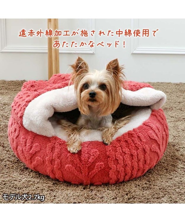 PET PARADISE ペットパラダイス 遠赤外線 アランボア 丸型 寝袋  Ｓ レッド