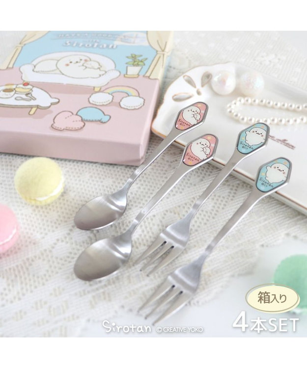 Mother garden しろたん ステンレス ティースプーン＆ケーキフォーク 【４本セット】 専用箱入り 日本製 -
